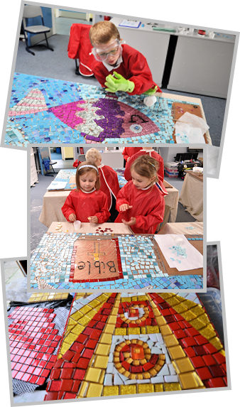 Christian Symbols Children Working on the Mosaic